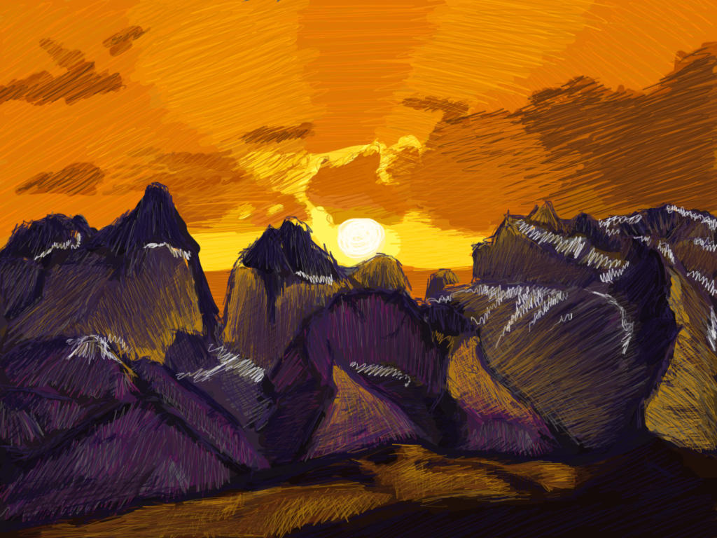 Sunset Landscape Drawing by ElaineG on DeviantArt