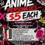 Anime Persona's $5 each or get a custom same $