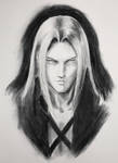 Charcoal Practice (Sephiroth FF7 Protrait) by GiraffeMeow