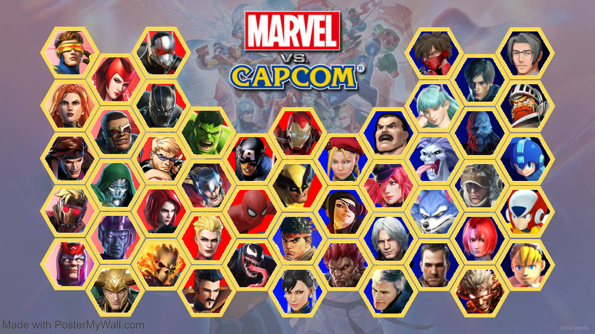 Capcom Vs Marvel Roster Screen Marvel vs Capcom Roster by King-DMind on DeviantArt