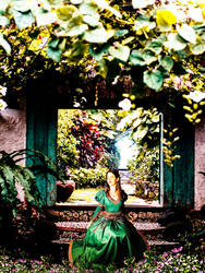 Green lady in a secret garden