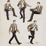 Man 1960s  Dynamic poses.