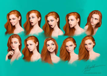 Redhair Girl expressions set