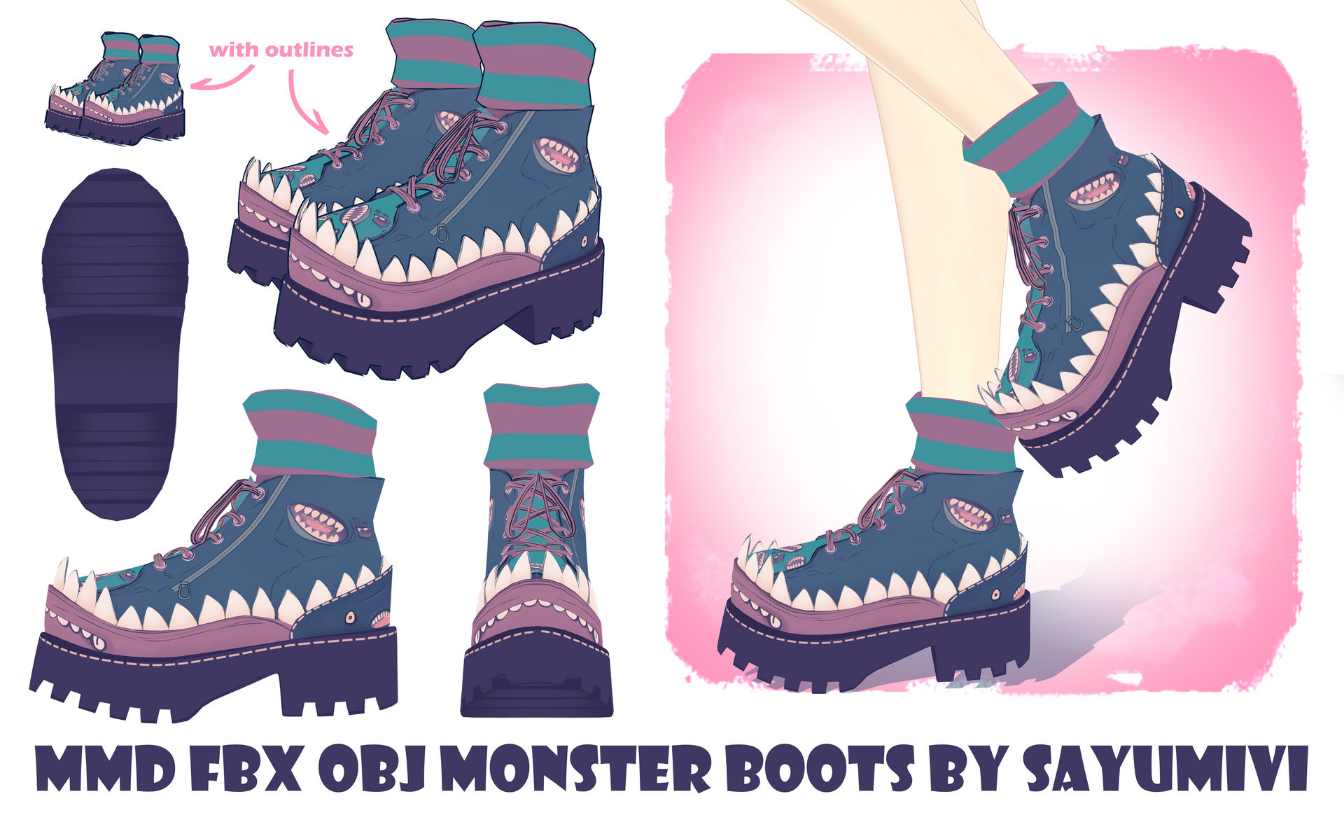 |MMD+VRM| monster boots by SAYUMIVI on DeviantArt