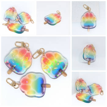 Holo Rainbow Paw-psicle Keychains (Etsy Link)