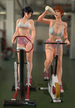 Kasumi and Kokoro workout together