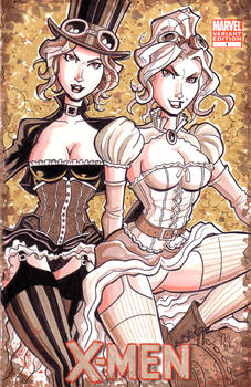 Steampunk Jean Grey and Emma Frost