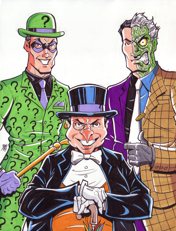 Riddler And Penguin Friends Clipart
