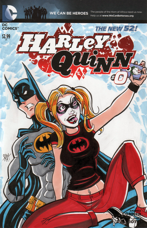 Batman and Harley Quinn Selfie Sketch Cover