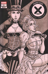 Jean Grey and Emma Frost Steampunk Sketch Cover