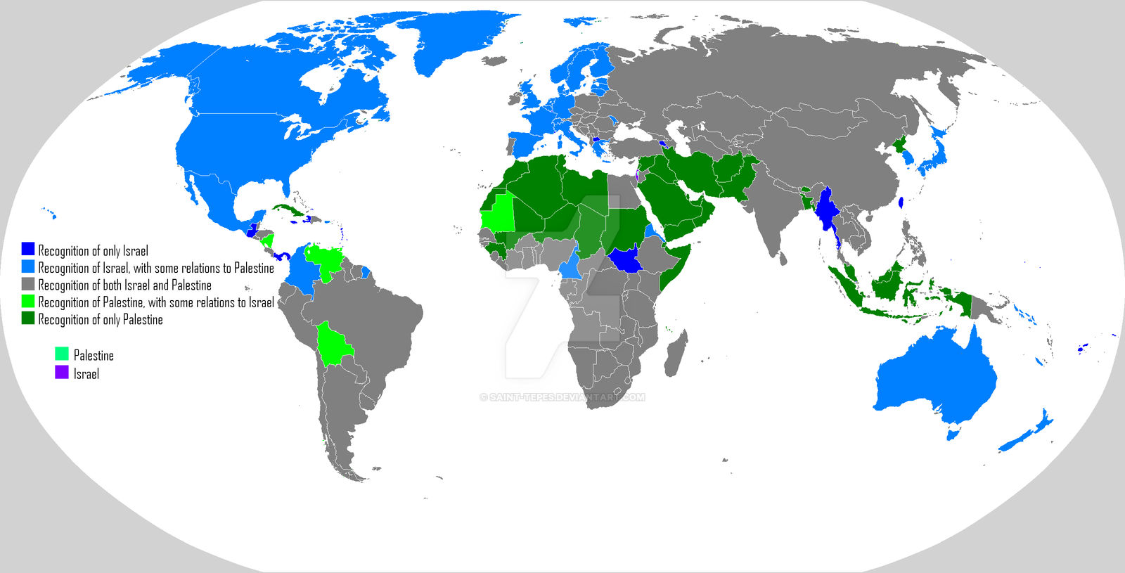 Israel Palestine recognition map