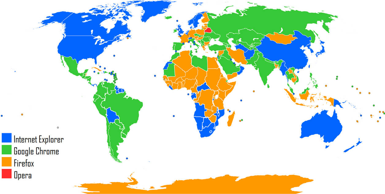 Most Used Web Browser World Map by August 2012 by Saint-Tepes