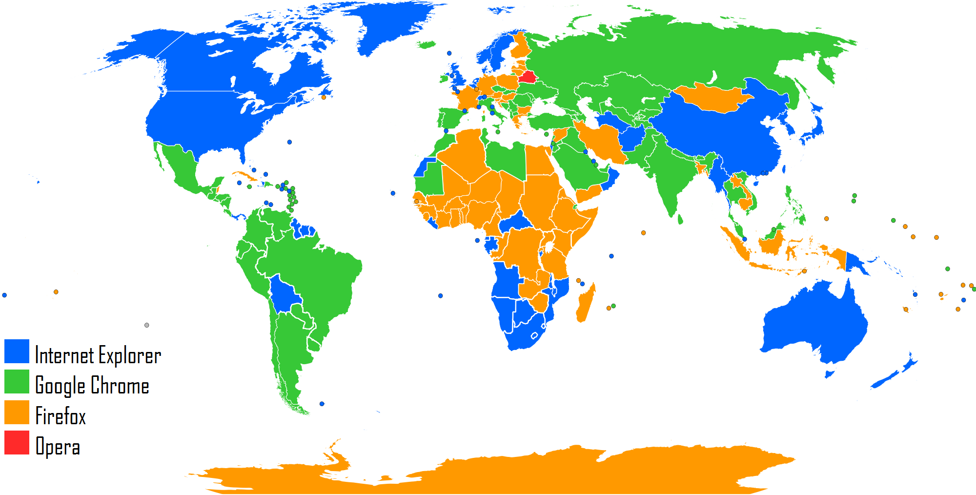Most Used Web Browser World Map by August 2012 by Saint-Tepes