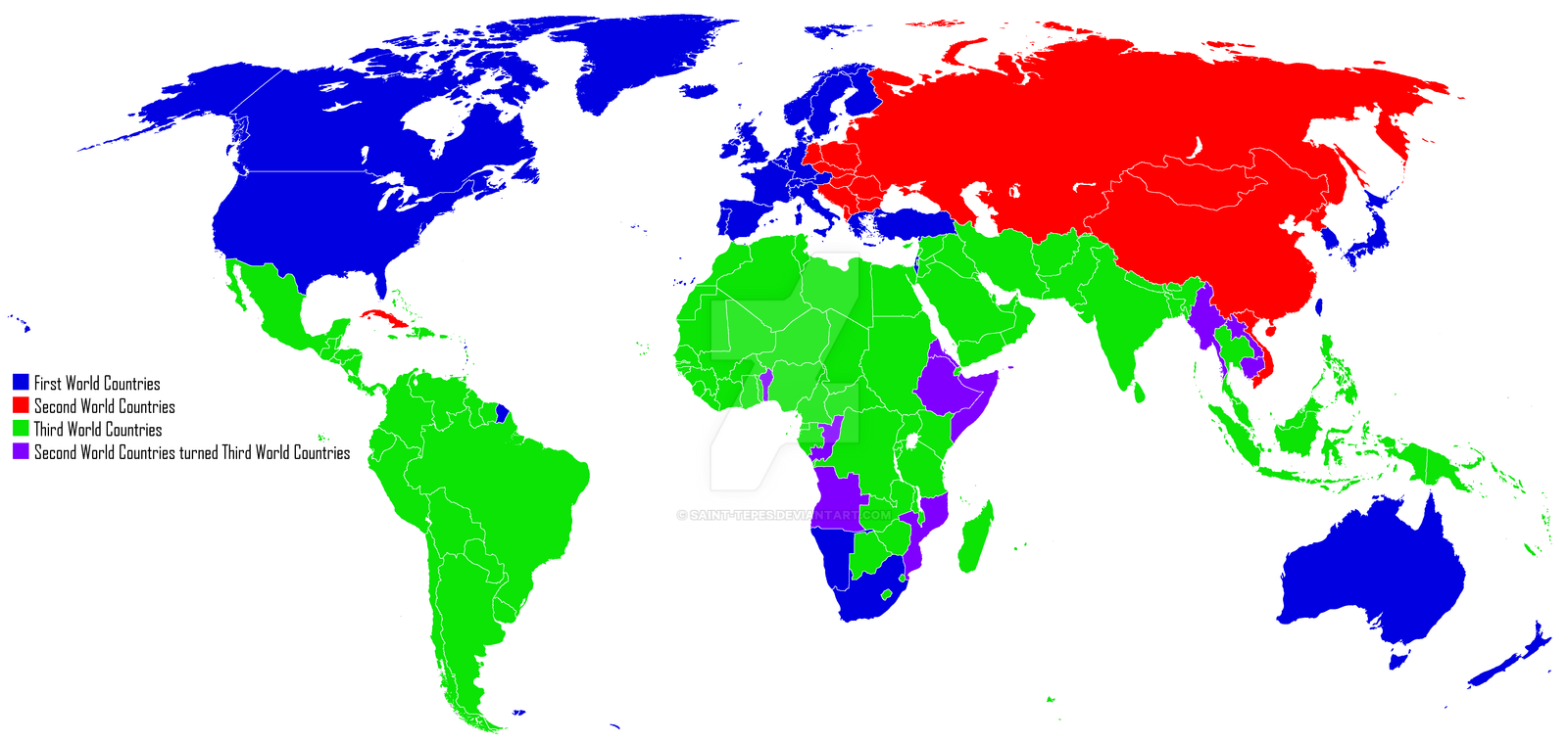 Cold war map first world second world 3rd world by Saint-Tepes on ...