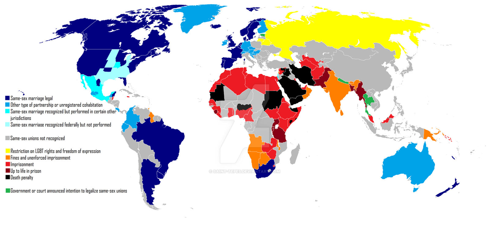 LGBT rights map 2014 by Saint-Tepes on DeviantArt