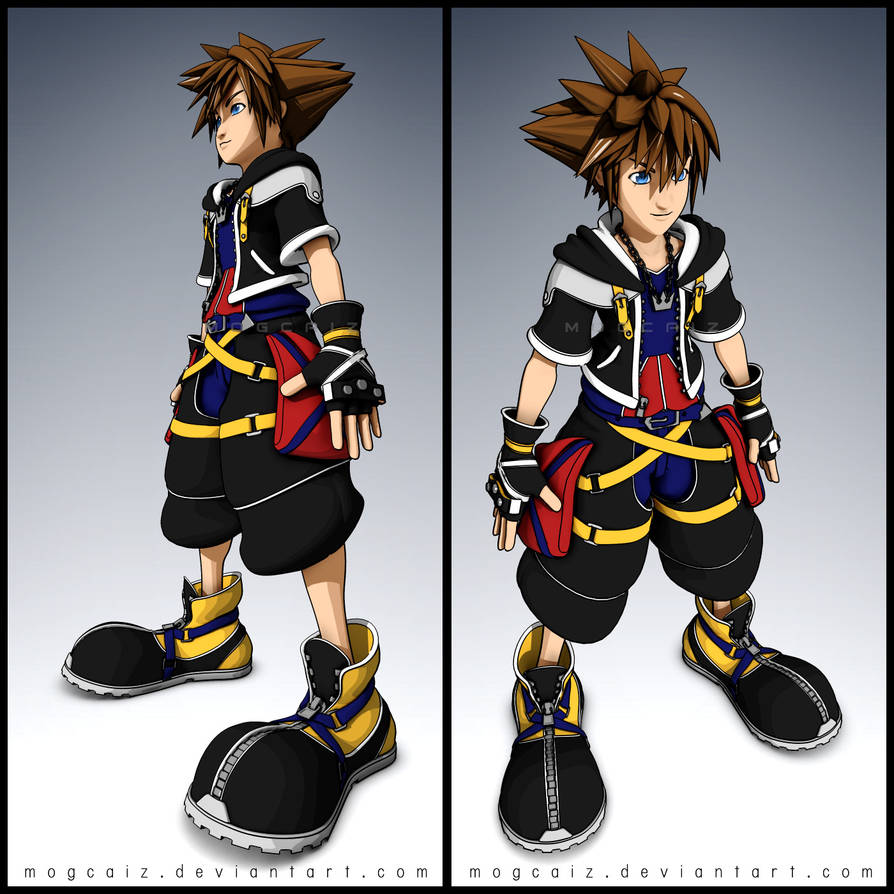 Cell shading. Целл шейдинг. Kingdom Hearts characters. Сора тоон.
