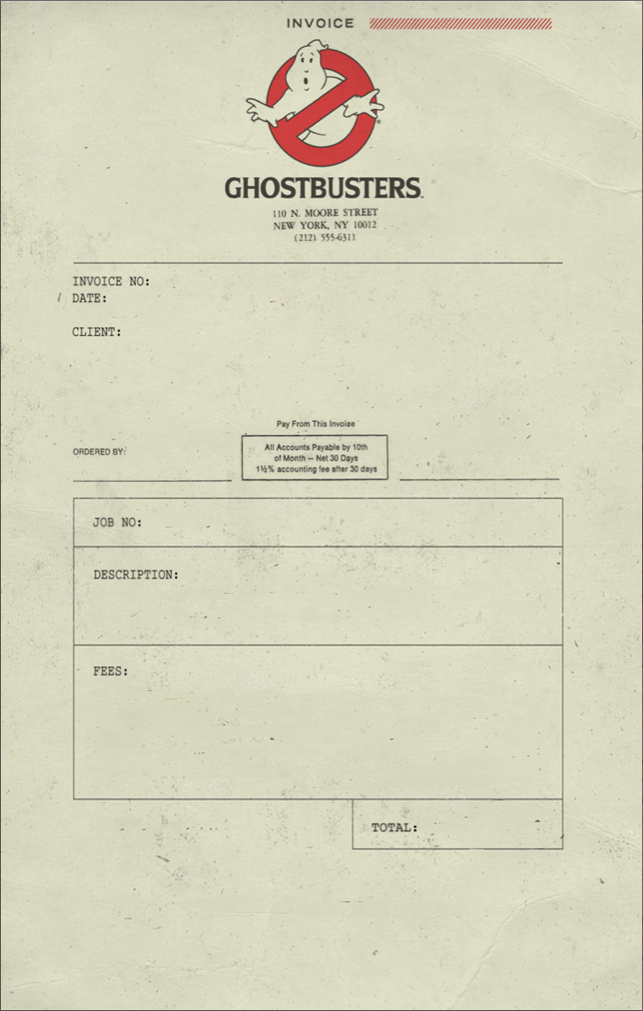 Ghostbusters Invoice 1