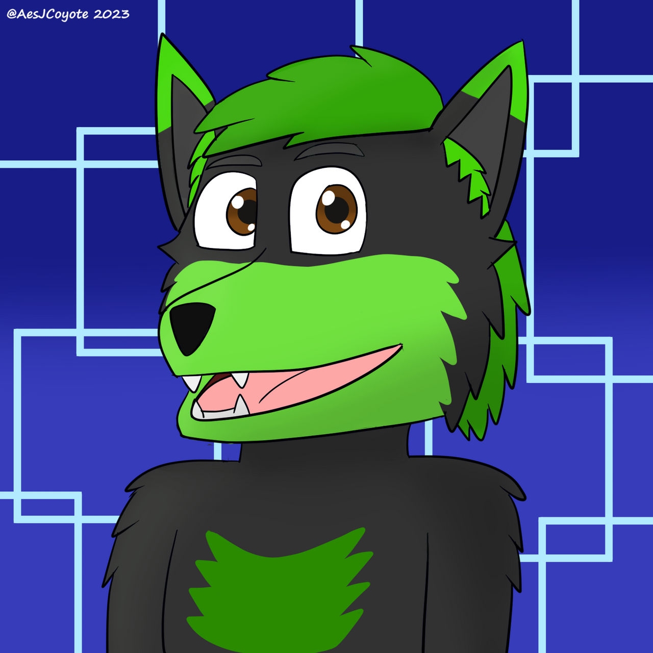 NeonHuskyFoxy Headshot (Raffle) by AestheticJCoyote on DeviantArt
