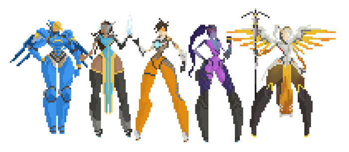 Overwatch Entire Cast of Female characters 8bit