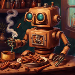 Hedonism bot smokes a cinnamon stick filled with t