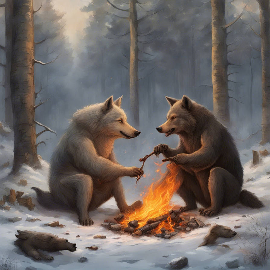kitchen & dining prints – wolf & bear prints Images... Vigorous wolf and voracious she bear cook pigs on by Artos777 on DeviantArt