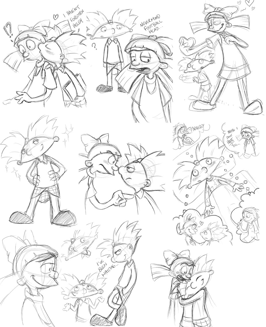 Hey Arnold - Arnold x Helga sketch dump