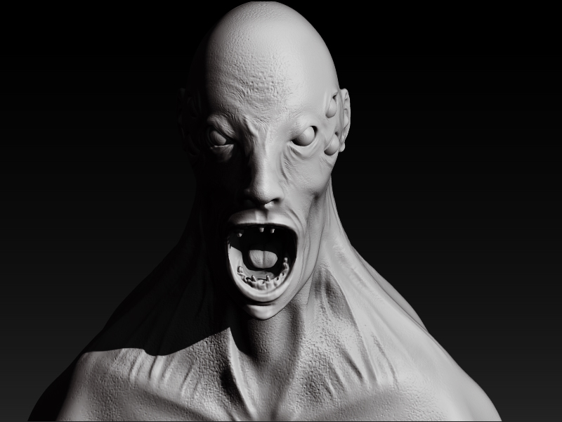 Monster Front, three eyed monster, weekend sculpt.