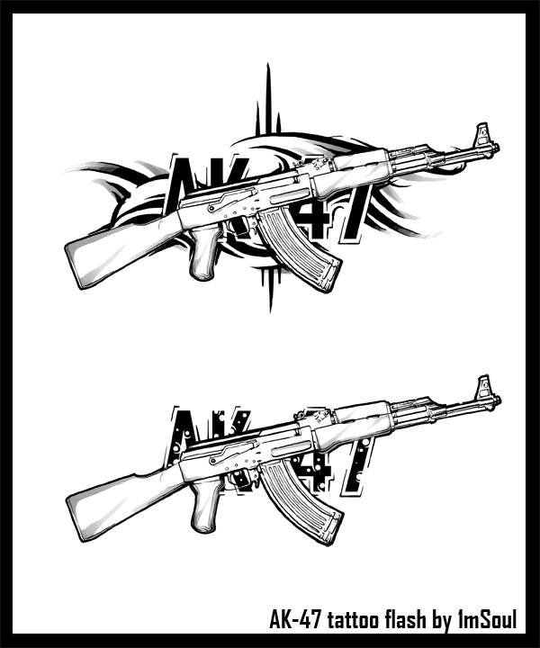 Ak-47 Back Tattoo by 1mSoul on DeviantArt