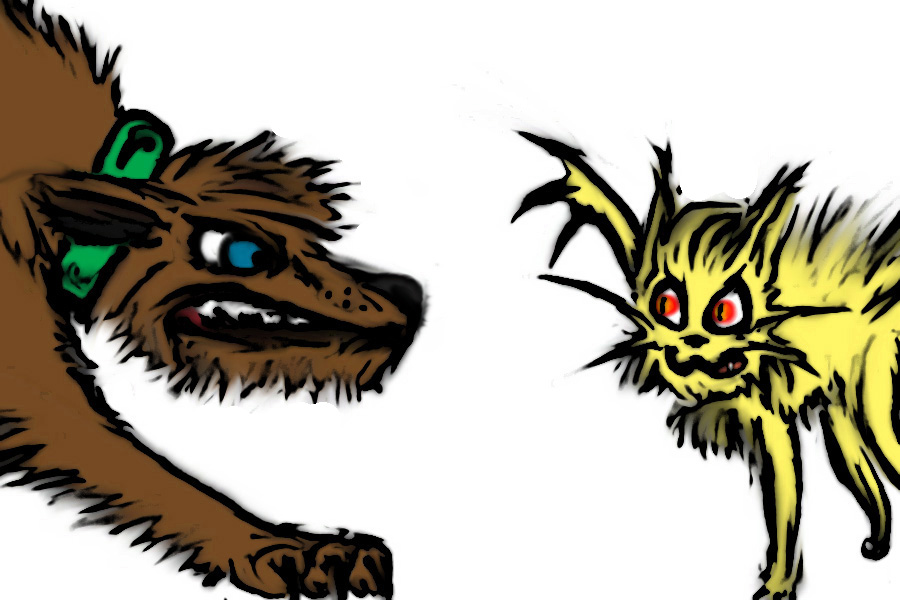 Cat And Dog Fighting Drawing