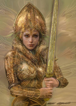 Holy golden warrior girl