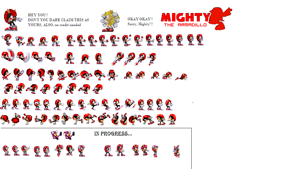 Mighty the Armadillo (Original) Sprite Sheet by farofeiroman on DeviantArt