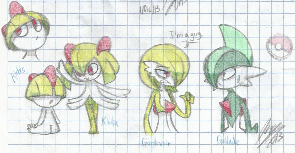 gardevoir, kirlia, and ralts (pokemon) drawn by moxa_ryu