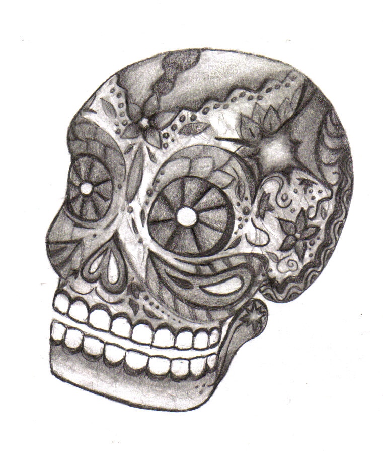 Day of the Dead skull BW