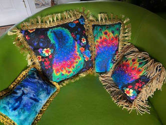 Rainbow peacock pillows