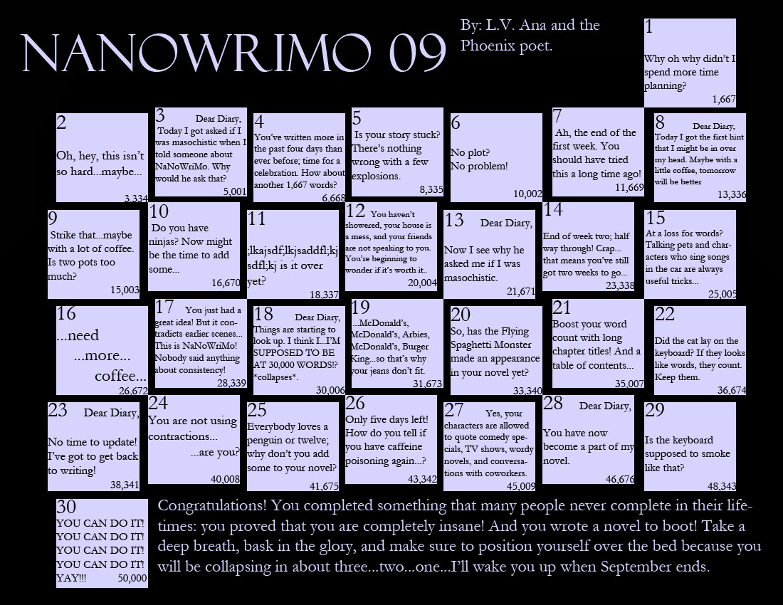 NaNoWriMo Calendar 2009