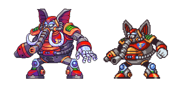 Flame Mammoth, MegaManX, pixel upgrade