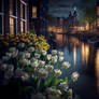Asq amsterdam channels at night with flowers