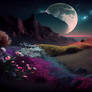 To night flower valley and a moon