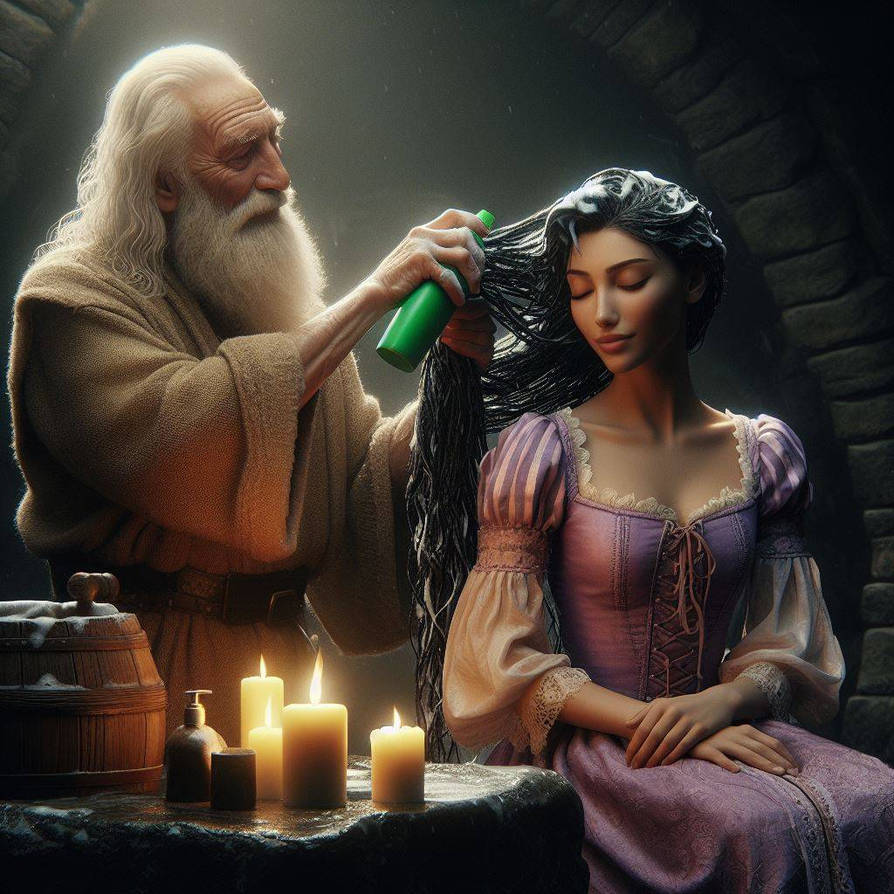 Tangled Getting Rizz Adult Rapunzel getting Shampooing session by MrRandom3365 on DeviantArt