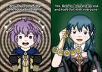 FE 3 Houses Hypno Jam: Bernadetta and Byleth by jules1998