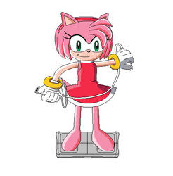 Amy Rose using a Wii Fit