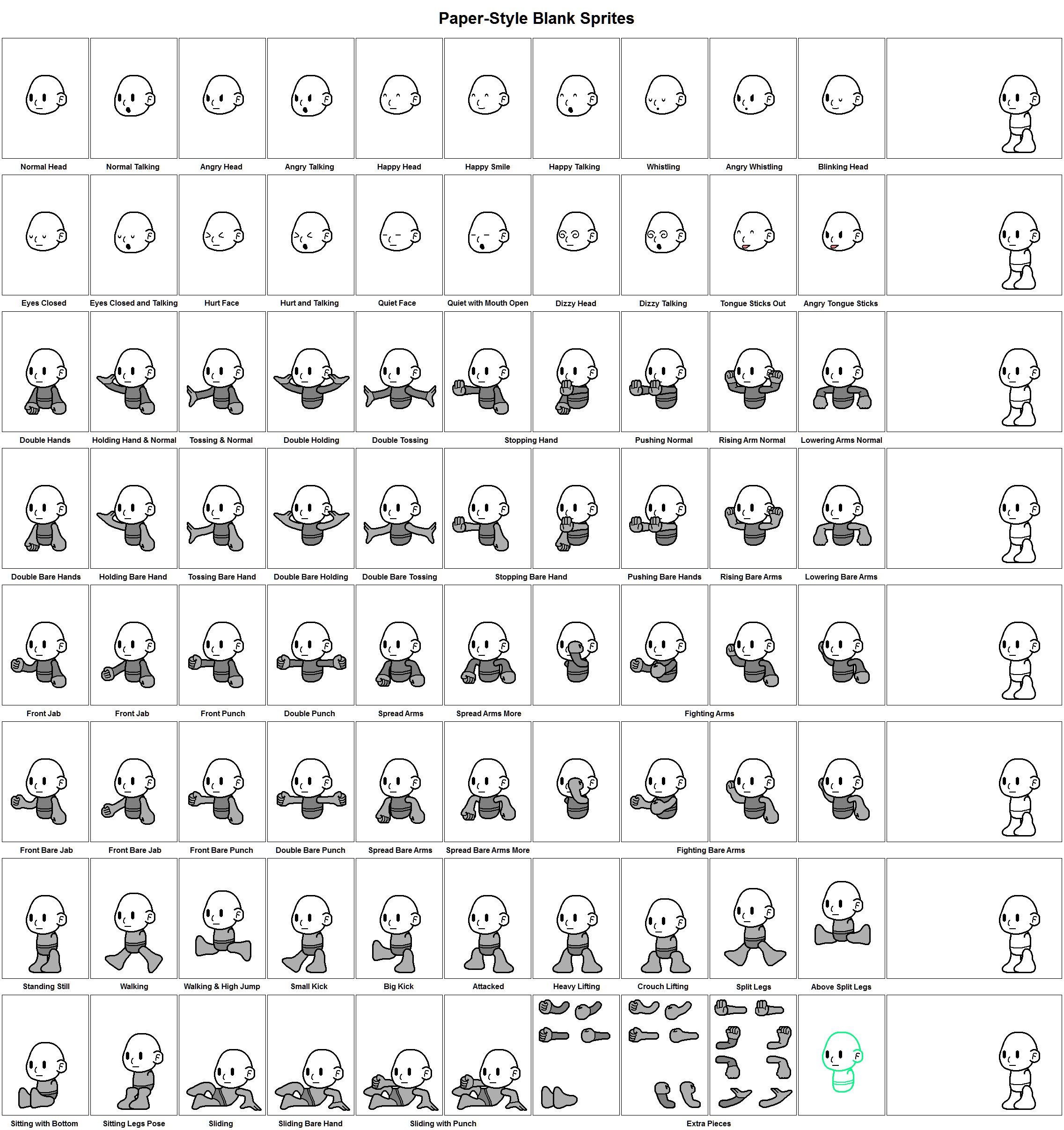 (Paper-Style) Blank Human Sprites by Gamekirby on DeviantArt