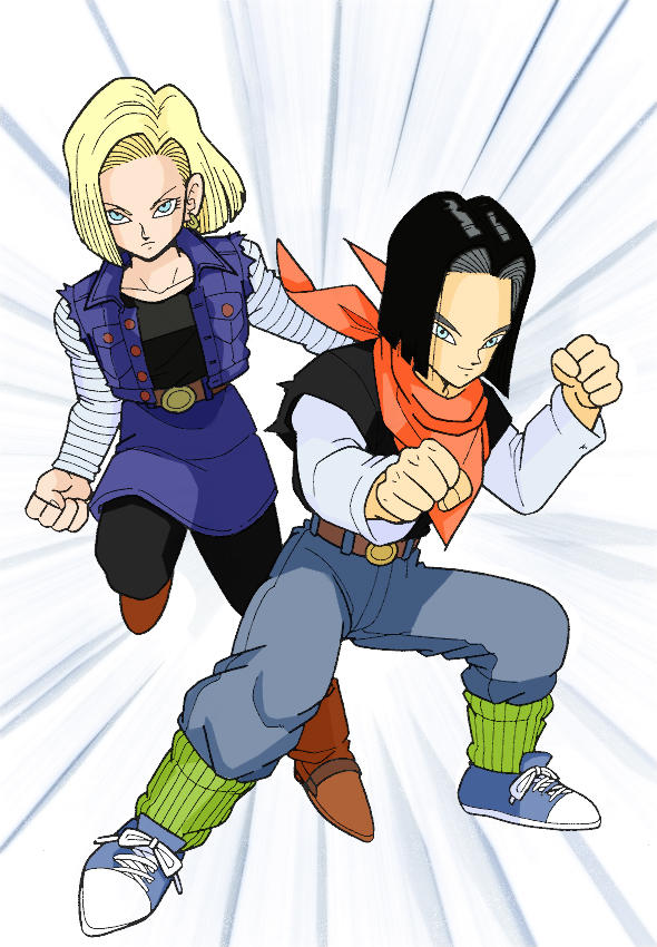 Androids 17 and 18 Colored by Megami-Athena on DeviantArt