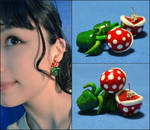 Piranha Plant earrings by AngelaBermudez