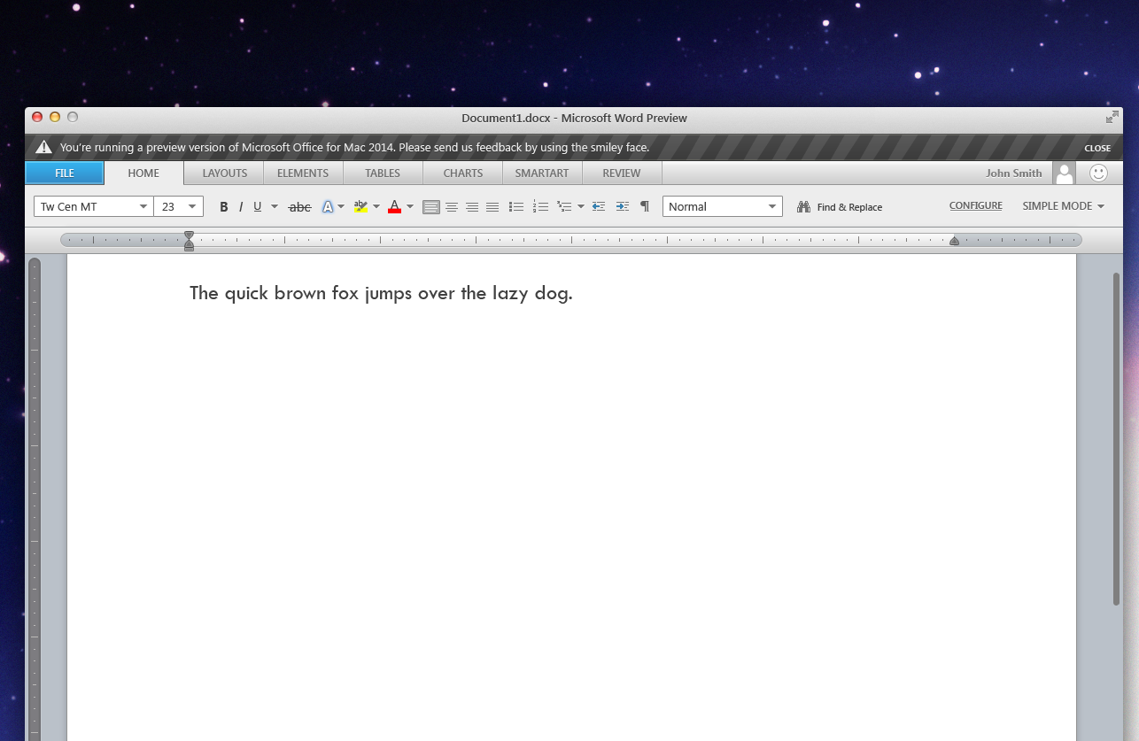 Word 2014 Preview for OS X - Concept