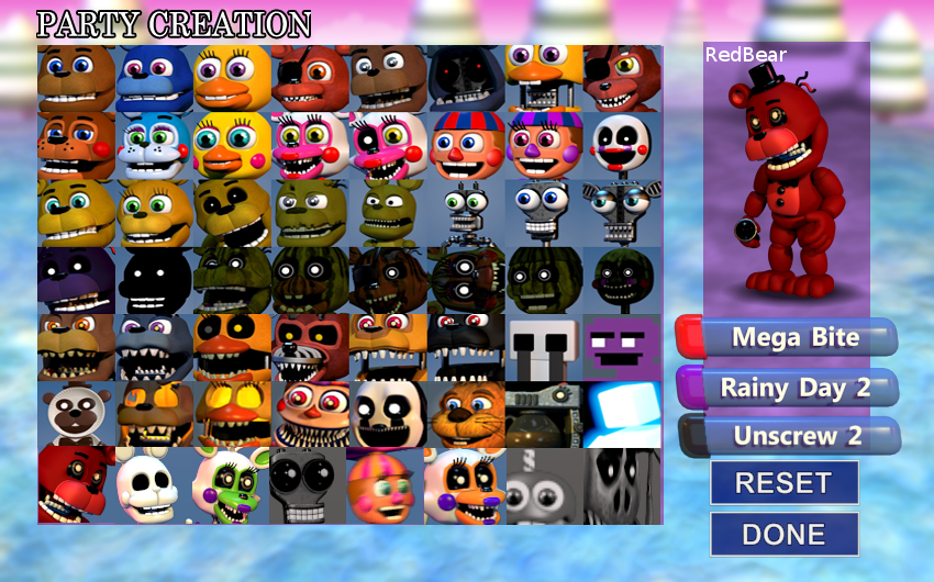 Party Selection of Fangame Fnaf World Update 3! by beny2000 on DeviantArt