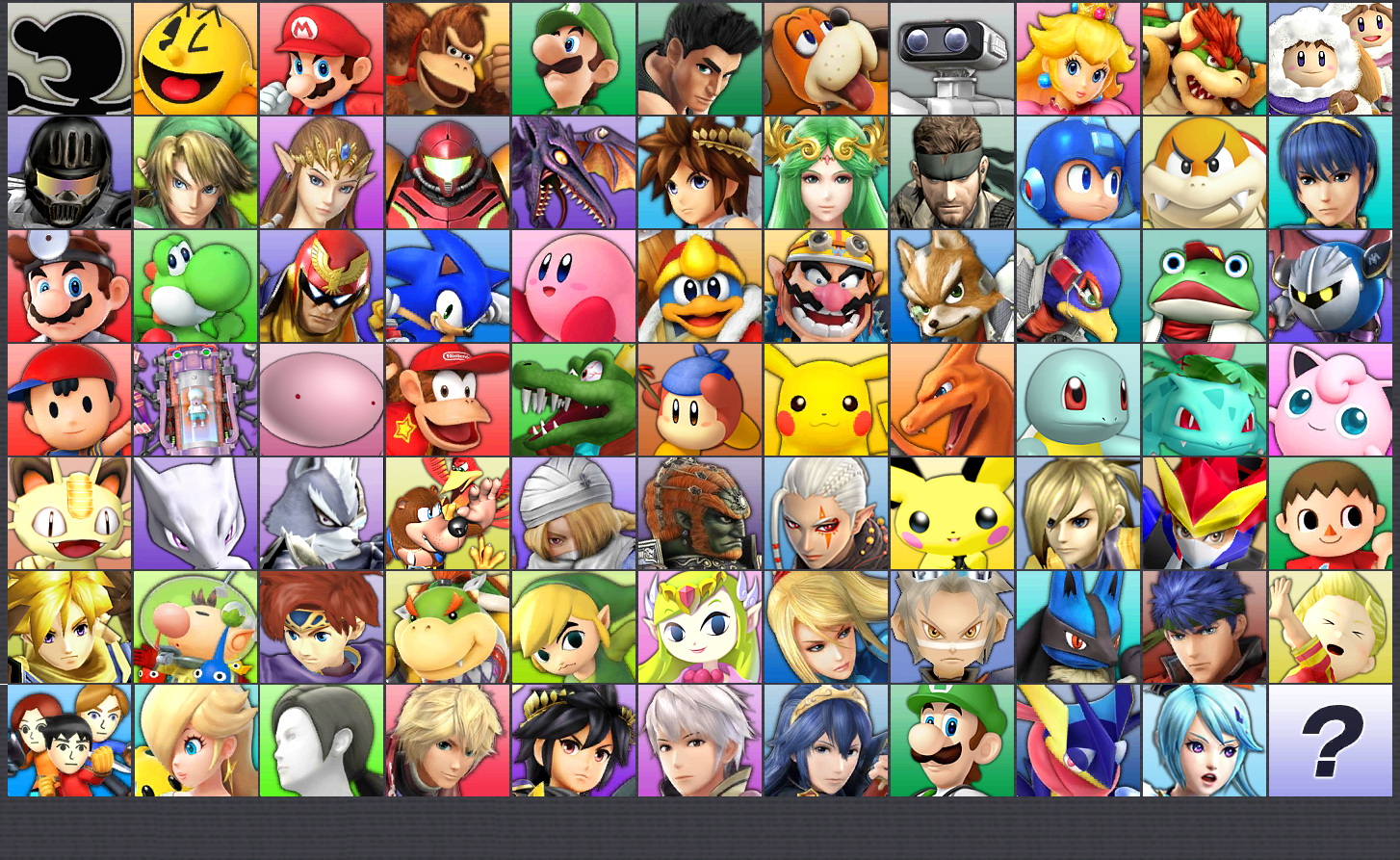 Smash Bros. for 3DS with 76 Characters (by debut)