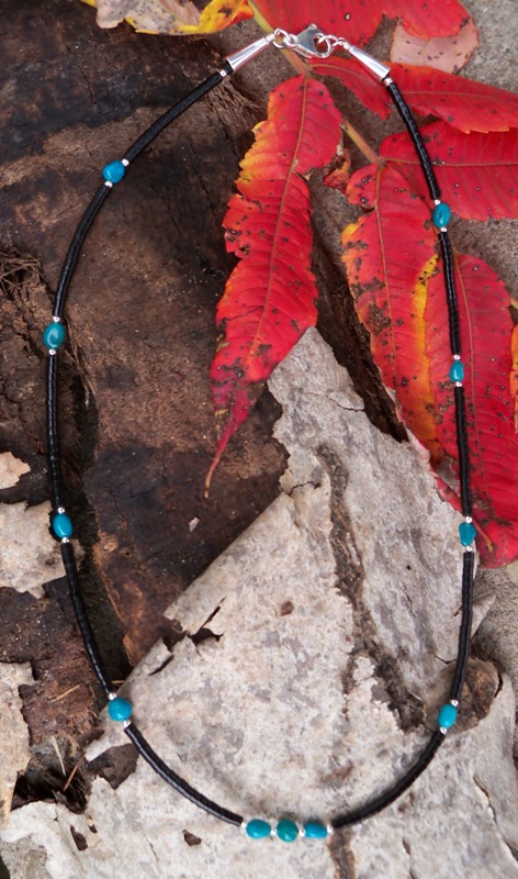 turquoise and jet choker