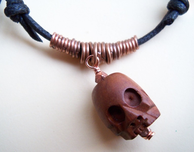 Wooden skull choker