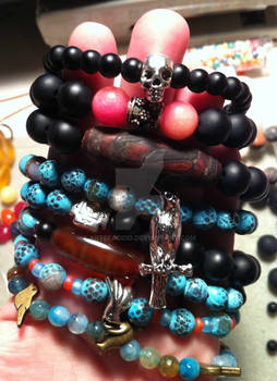 An armload of stretch stacker bracelets